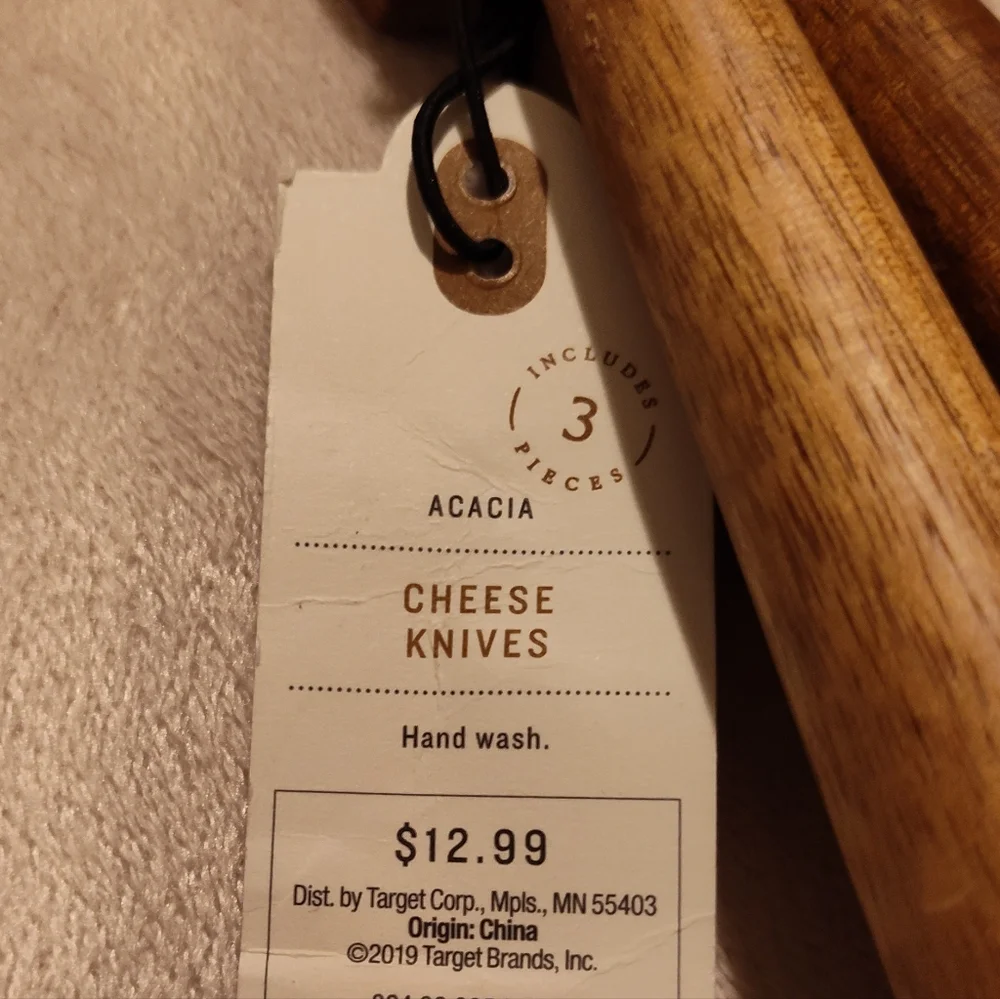 NWT! Wooden Cheese Knives Set